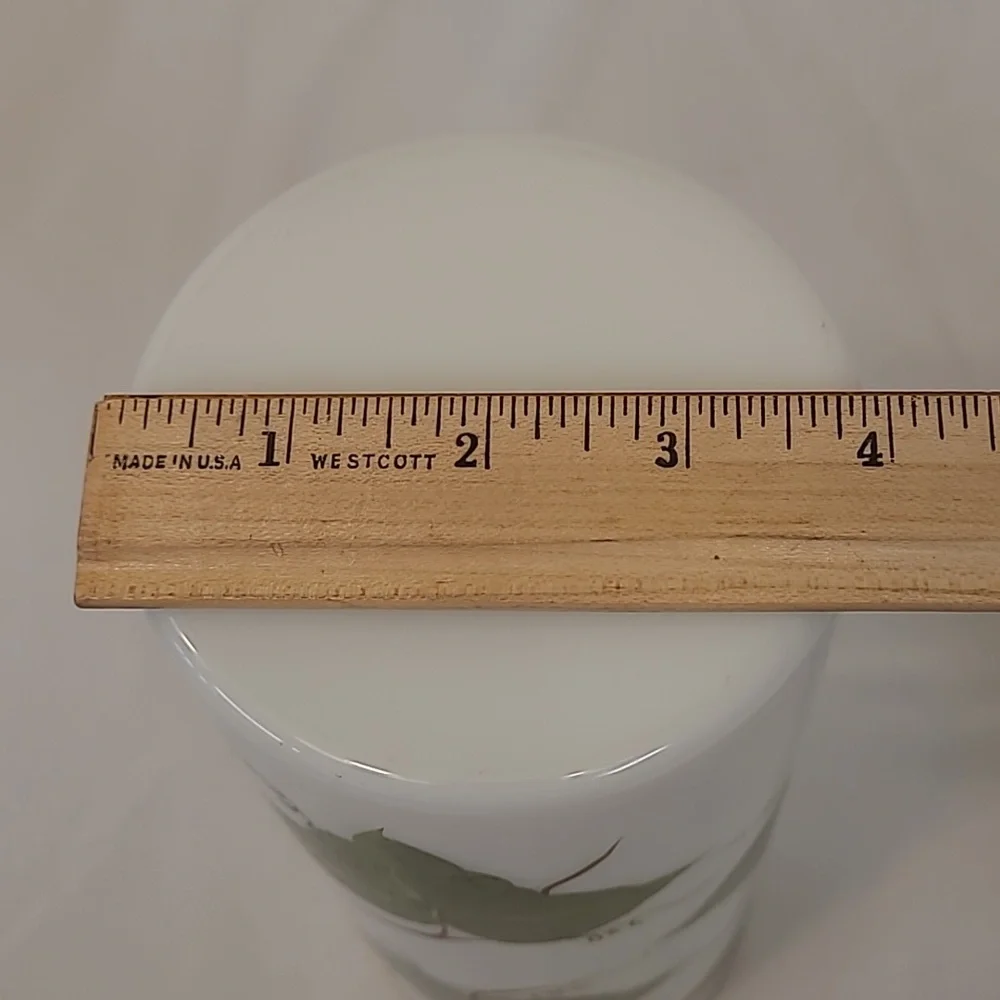 Consolidated MCM Milk Glass Vase with Hand Painted Ivy Leaf Pattern 10